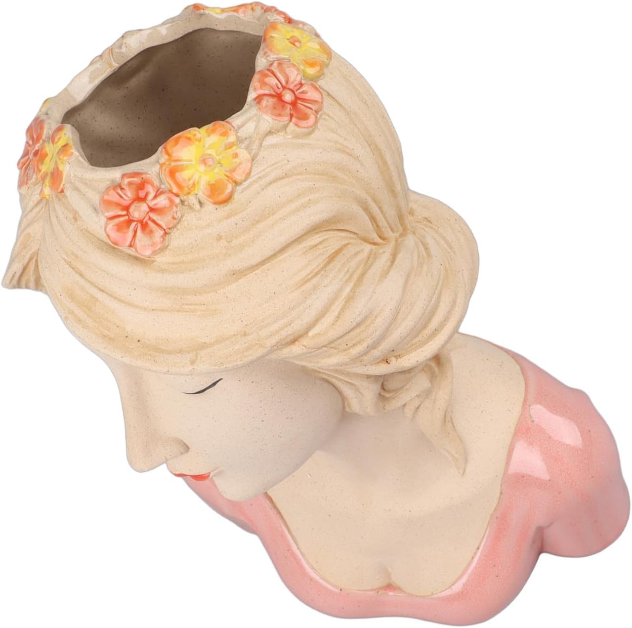 Modern Ceramic Face Vases Decorative Modern Shy Girl Flower Lady Head Vase for Unisex Plants Lover ()