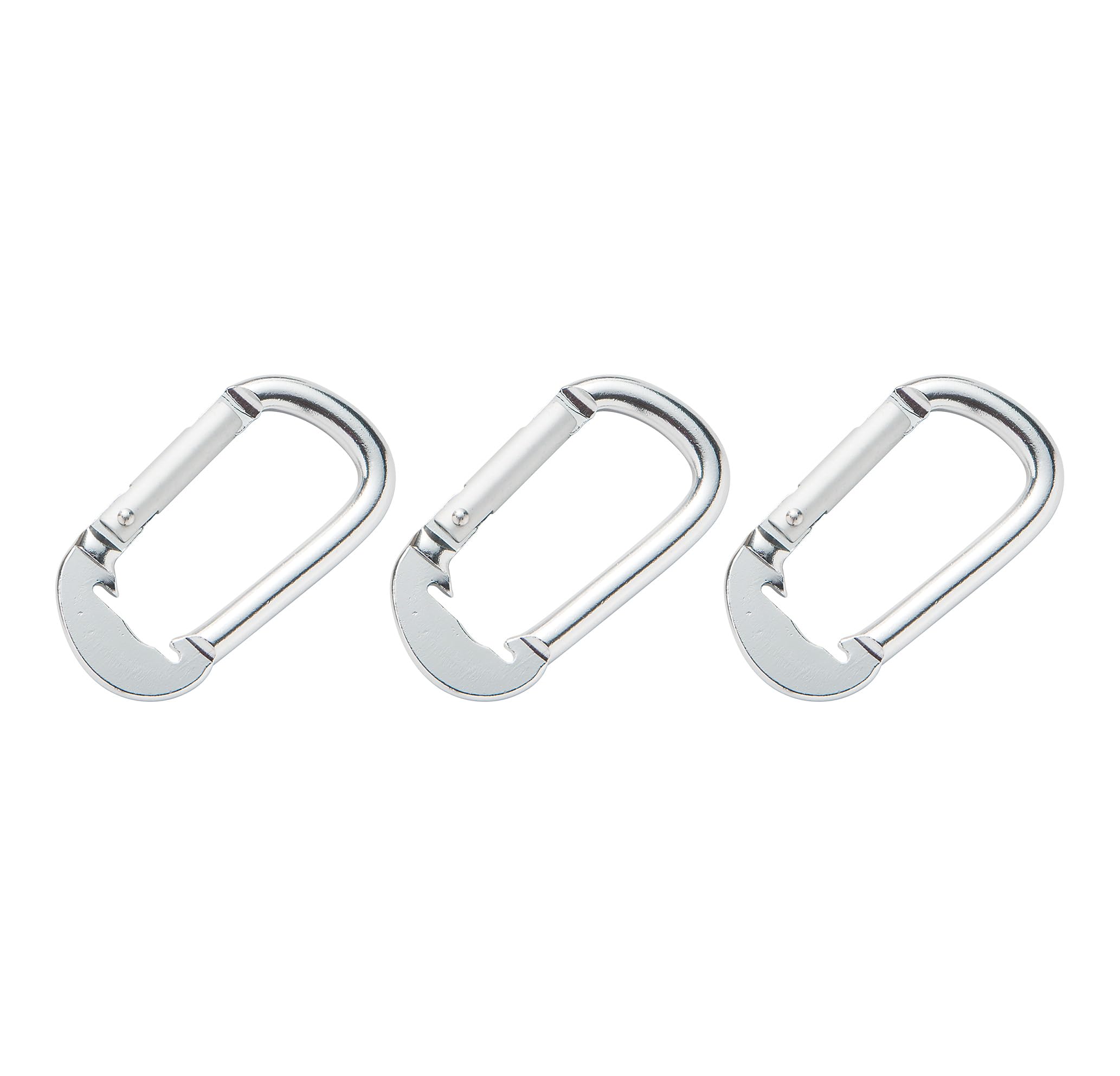 KAKURI Aluminum Carabiner 6mm Polished Silver Set of 3 Lightweight Japan