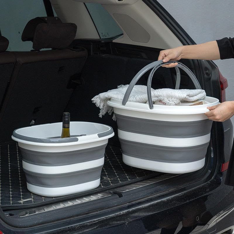 Seau à franges pliable de 16 l idéal pour le camping et le rangement extérieur
