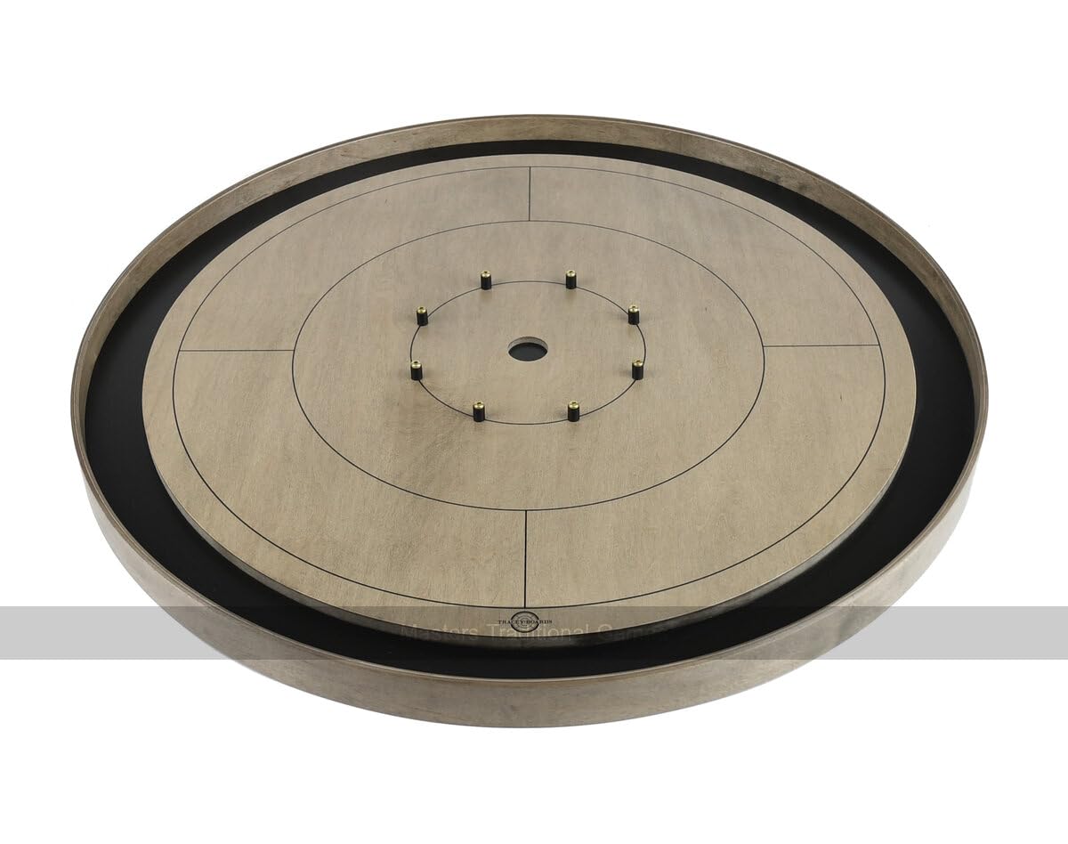 Tracey 'Grey Rock' Crokinole Board - Tournament Board - Dark Grey Ditch and Hole - 26 Disks - Handmade in Canada
