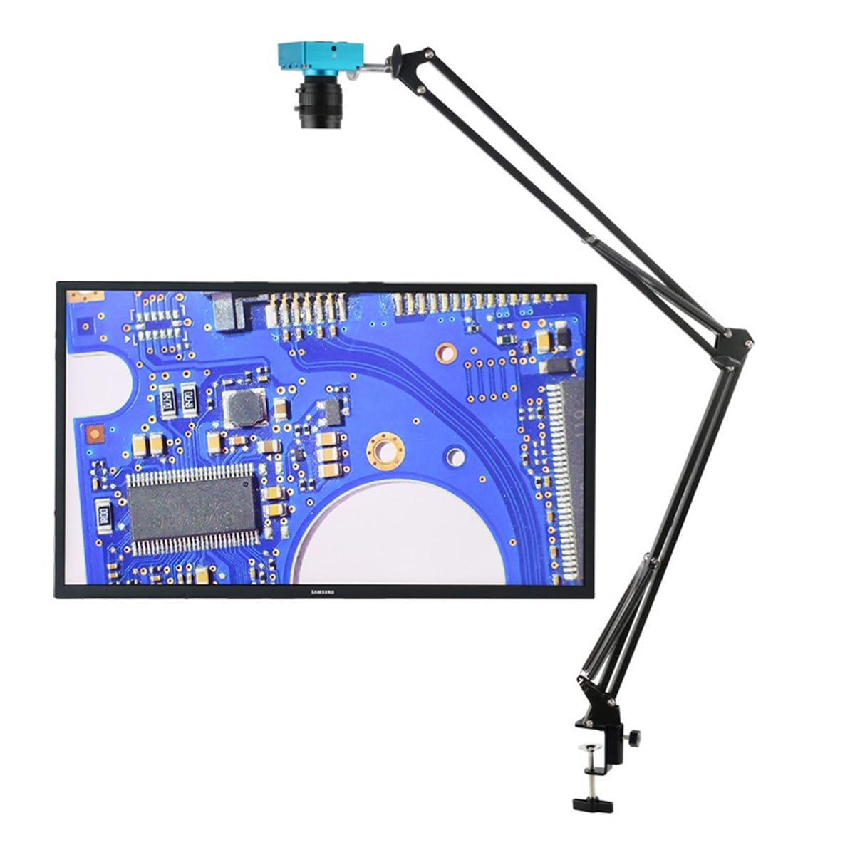 Microscope 1080P IMX307 VGA Digital Video Microscope Camera Distance 35mm PCB Repair Tool(48MP 51cm Stand Set)
