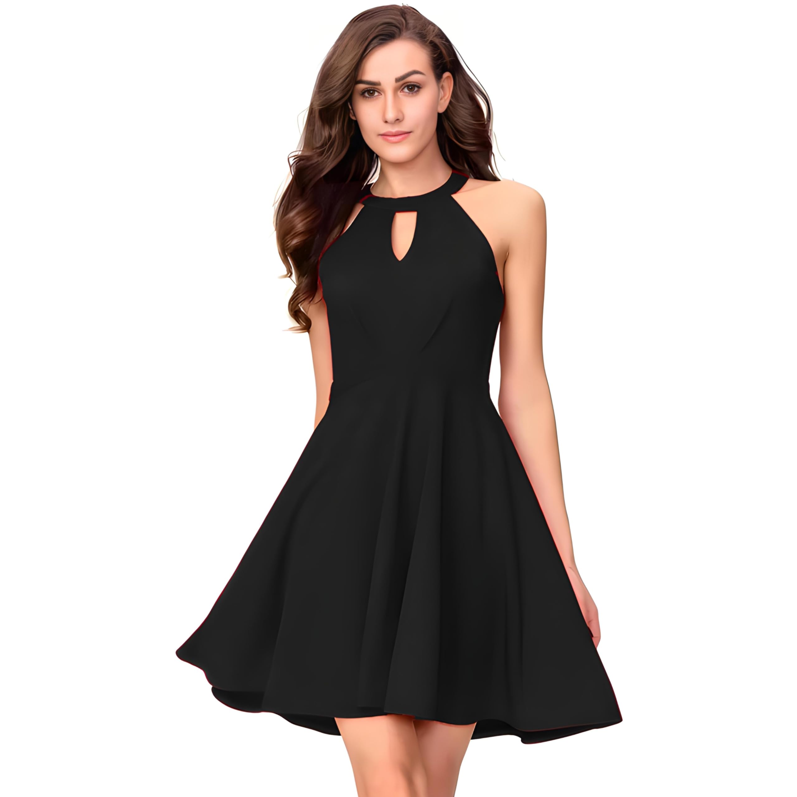 hemang fashion Women Polyester Solid Wrap Dress - Classic Keyhole Neck, Fit & Flare Style-picture-14