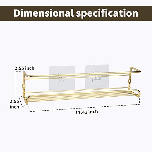 Miniatura 2 de Paquete de 2 estantes de especias autoadhesivos para nevera, refrigerador, refrigerador, organizador de especias de metal para ahorrar espacio,