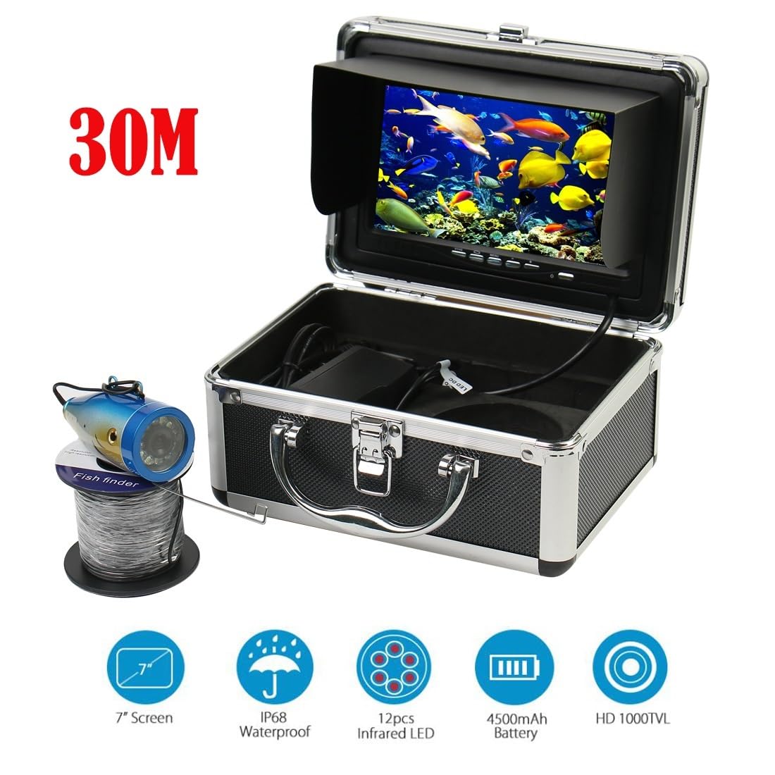 水中釣りカメラ、7インチLCDモニター1000TVL防水魚群探知機カメラ165° Amazon.co.jp: 魚群探知機 水中釣りカメラ 7 インチ 1000TVL