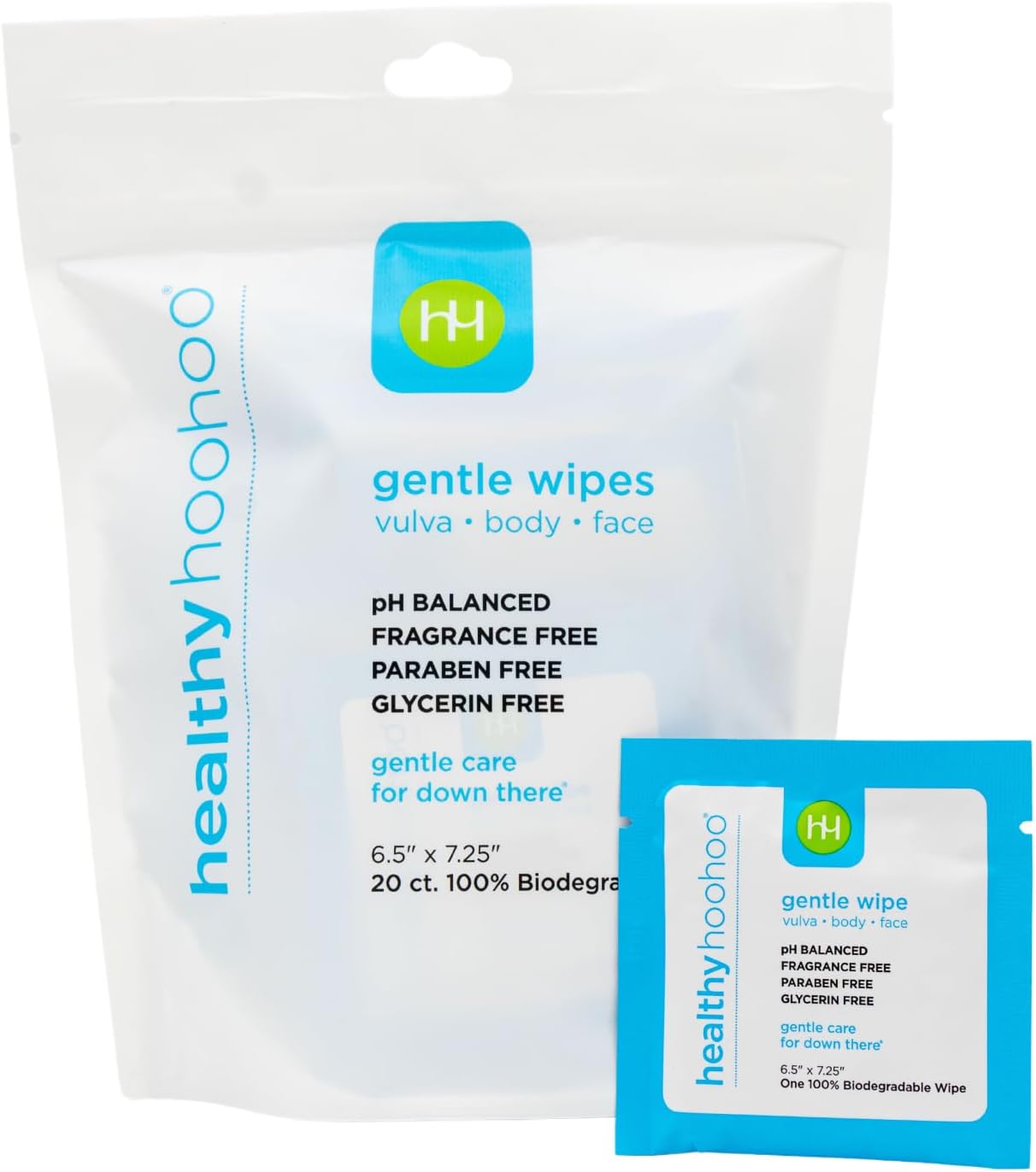 Flushable Feminine Wipes Individually Wrapped, Travel Size Wipes for Women, pH Balanced Fragrance Free Period Wipes, Mini Hygiene Products (20 Pack)