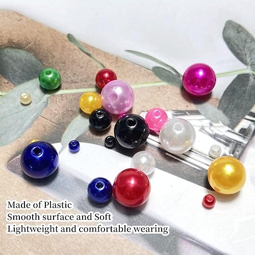 Miniatura 4 de 100 cuentas de perlas de 0.472 pulgadas (0.472 in), perlas redondas sueltas con agujeros para costura, manualidades, decoración, pulseras, collares,