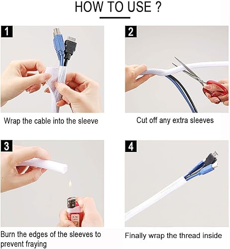 Miniatura 5 de Tubo de telar de alambre de manga dividida de 1/4 pulgadas x 100 pies, protector de cable a prueba de gatos para cables USB, alimentación,