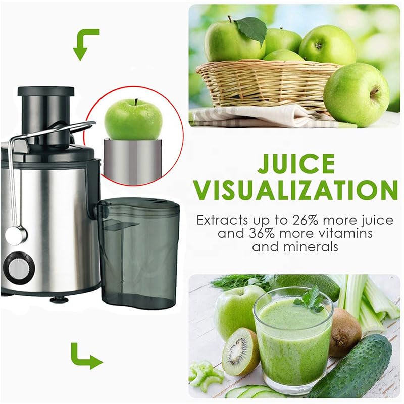 Royal Swiss Centrifugeuse Verticale 600W – Slowjuicer Extraction à Froid, Réservoir Jus 600ml, Bac à Pulpe 1L, 3 Vitesses, Anti-Goutte, Design Compact et Élégant – Image 4