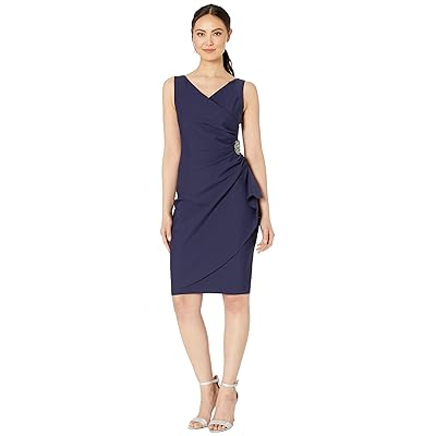 Alex Evenings Short Slimming Dress with Side Ruched Skirt Women