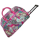 World Traveler 21-Inch Carry-On Rolling Duffel Bag, Pink Multi Paisley