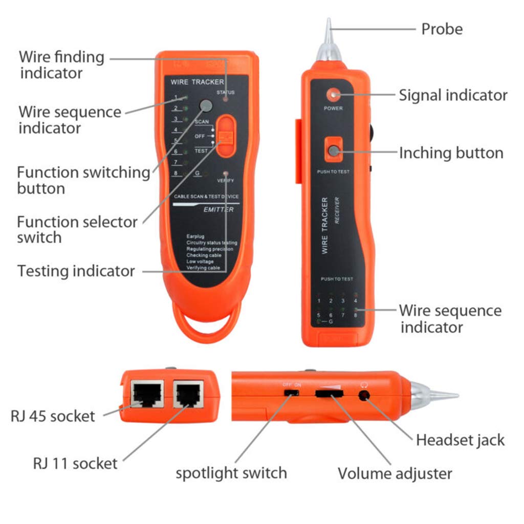 Cable de red telefónica Cable LAN RJ45 RJ11 Tracker Tóner Trackers Tester