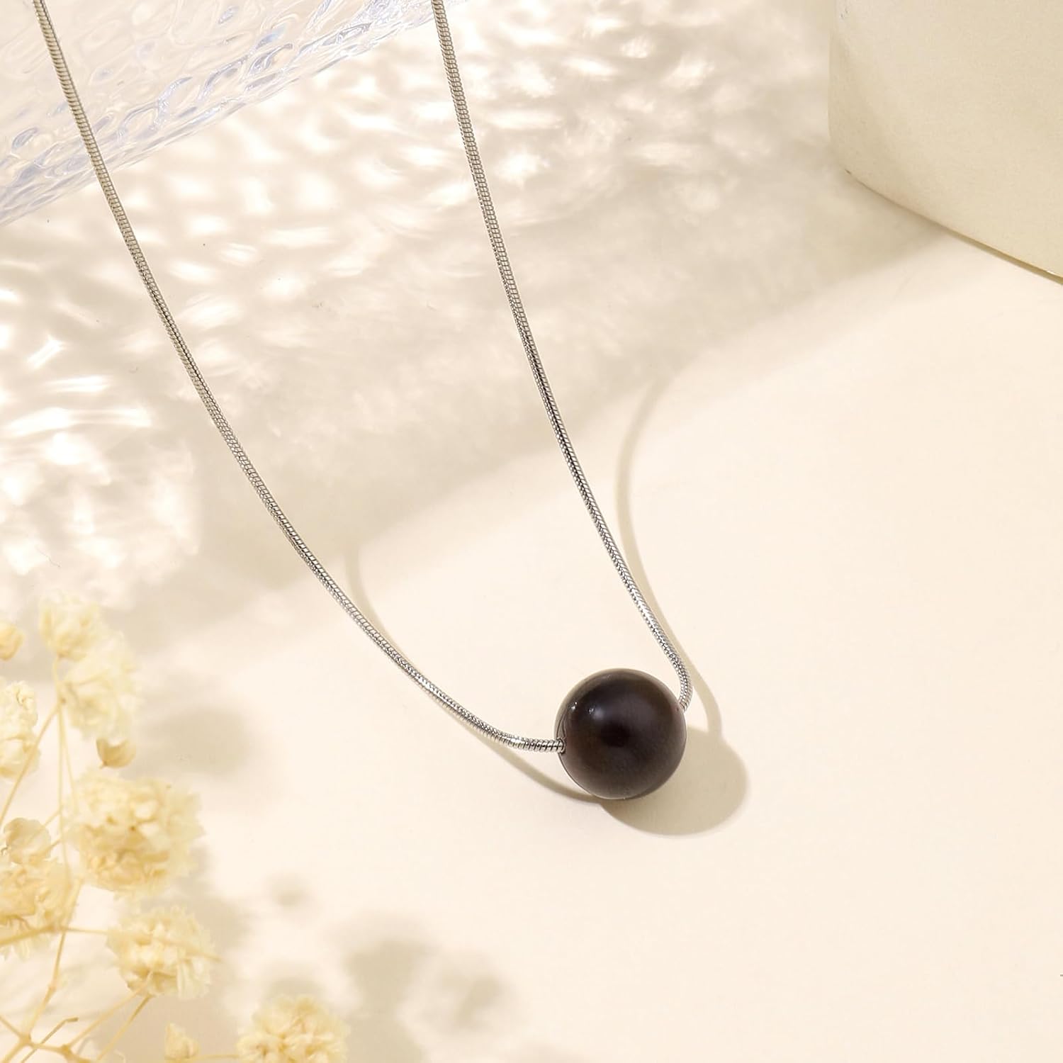 Lit Wall Crystal Necklaces for Women 10mm 18K Gold White Plated Crystal Pendant Natural Stone Necklace Adjustable Gemstone Necklace Healing Crystal Necklace Silver Necklaces for Women - Image 2