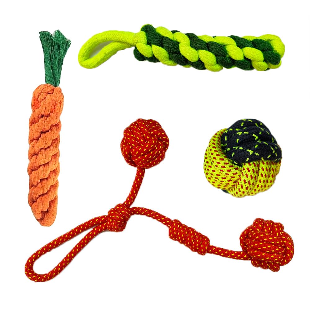 Pawsome Fur (Combo of 4) Durable Non Toxic Pack of - Rope Carrot Orange, Designer Carrot, Rope Ball and Double Ball Rope Toy Ideal for Playing and Chewing for Dogs and Puppies (B0CR6L5LTF) Amazon Price History, Amazon Price Tracker