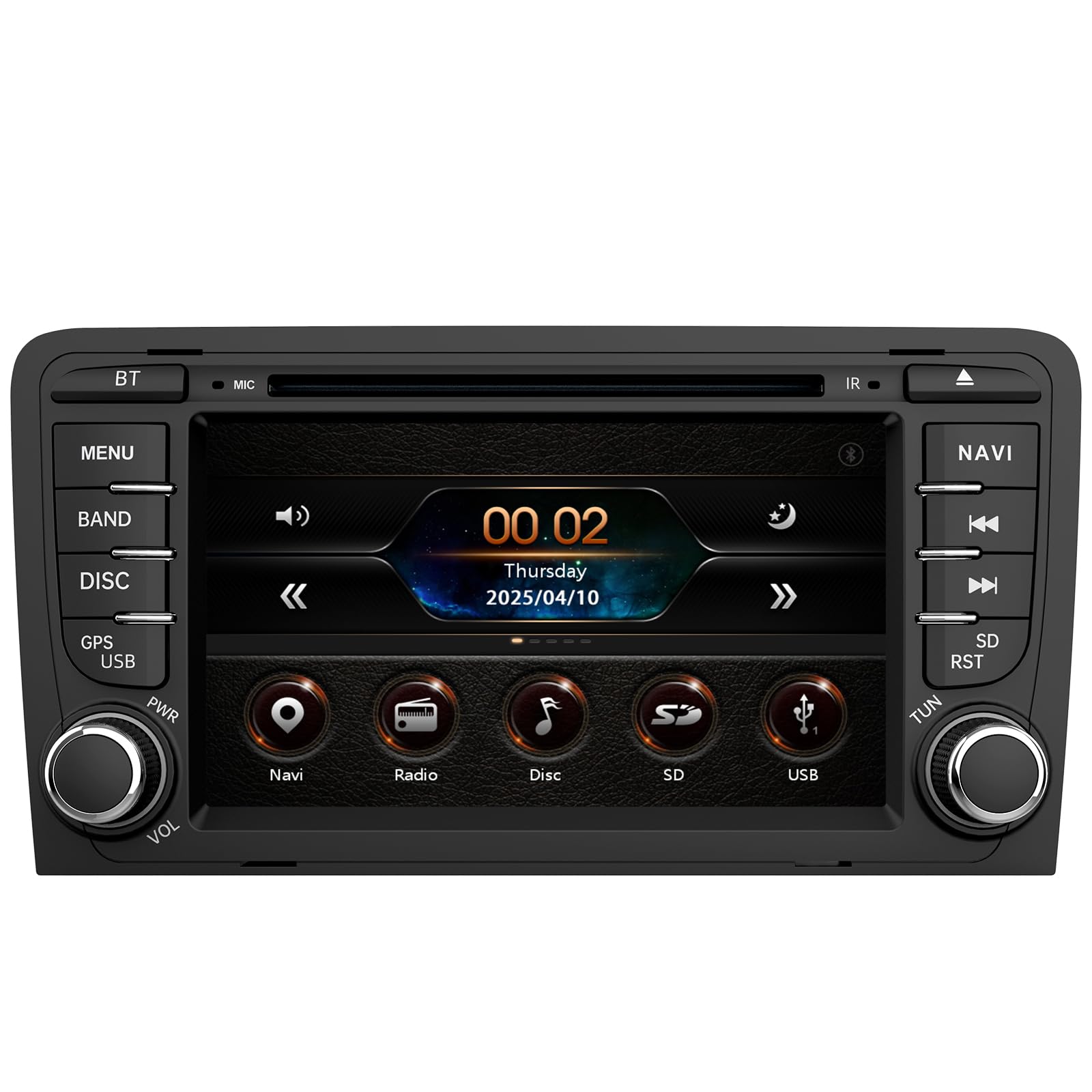 Junsun 2-DIN Autoradio für Audi A3/S3/RS3 2003–2012, 7 Zoll Touchscreen mit CD/DVD-Laufwerk, Lenkradsteuerung, MirrorLink, USB, Bluetooth, FM/AM Radio