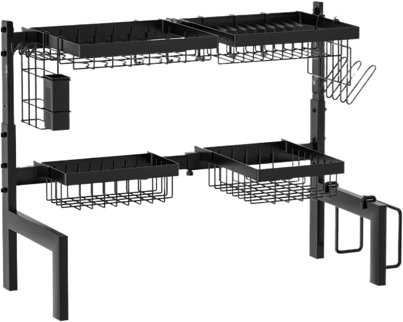 Over The Sink Dish Drying Rack,Expandable 2-Tier Stainless Steel Over The Sink Dish Rack with Utensil Holder Dish Drainers(3 Baskets)