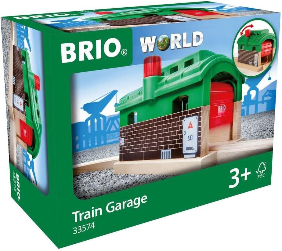 BRIO World 33574 - Train Garage - 1 Piece Wooden Toy Train Accessory for Kids Age 3 and Up image 3