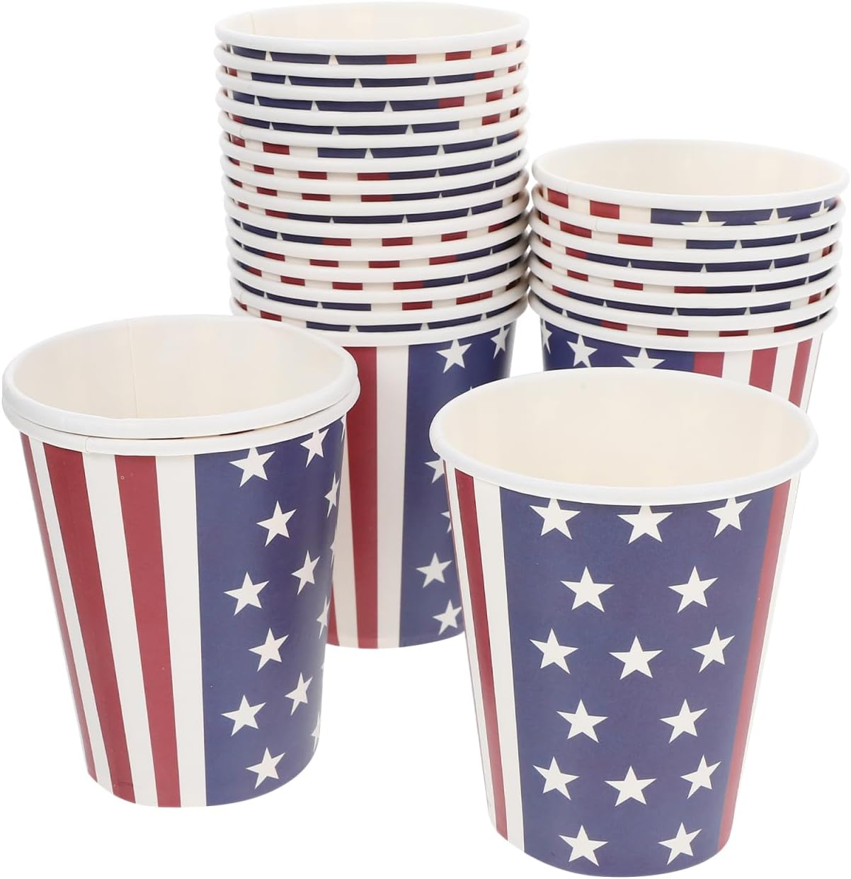 24 Pcs Patriotic Paper Cups, 12 oz Red White Flag Disposable Cups for 4th of July Party, Independence Day, Memorial Day, BBQ and Patriotic Tableware Party Supplies