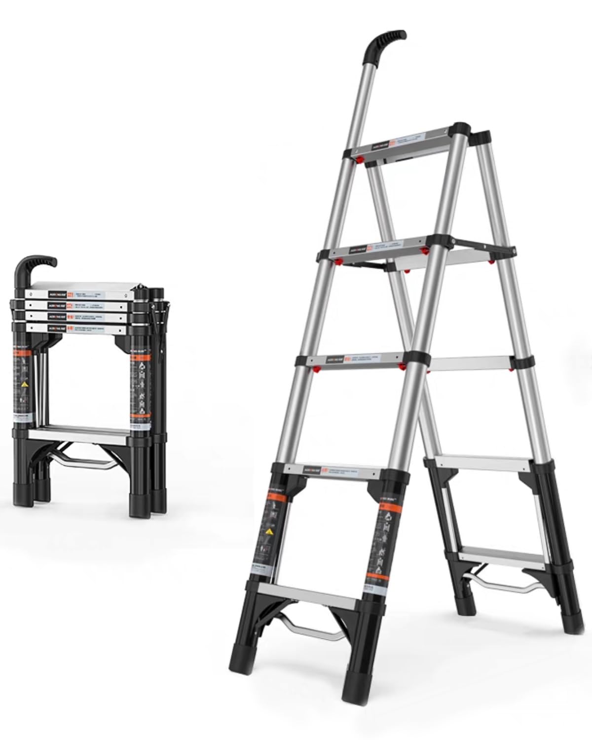 Amazon.co.jp: ワンステップで伸縮 脚立 はしご 4段 5段 しっかりした