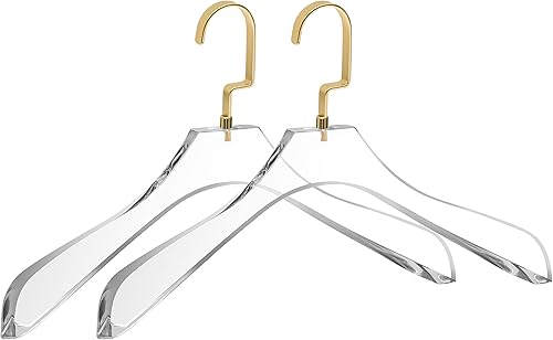 Perchas de acrílico transparentes de calidad para traje de abrigo, paquete de 20, ganchos anchos de plata mate, percha para vestido, traje,