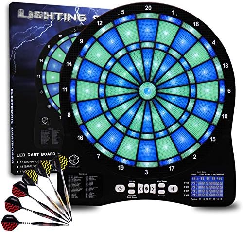 Turnart Dartscheibe Elektronisch Dartscheibe Elektronische Dartscheibe E Dartscheibe mit LED Beleuchteten Ziffern,Dartscheibe Elektronisch Profi 6 Dartpfeile Soft