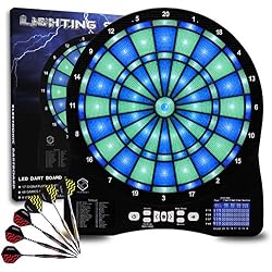 Turnart Electronic Dart Board,13 inch Illuminated Segments Light Based Games Electric Dartboard for Adults Tested Tough Segment for Enhanced Durability Professional with Scoring