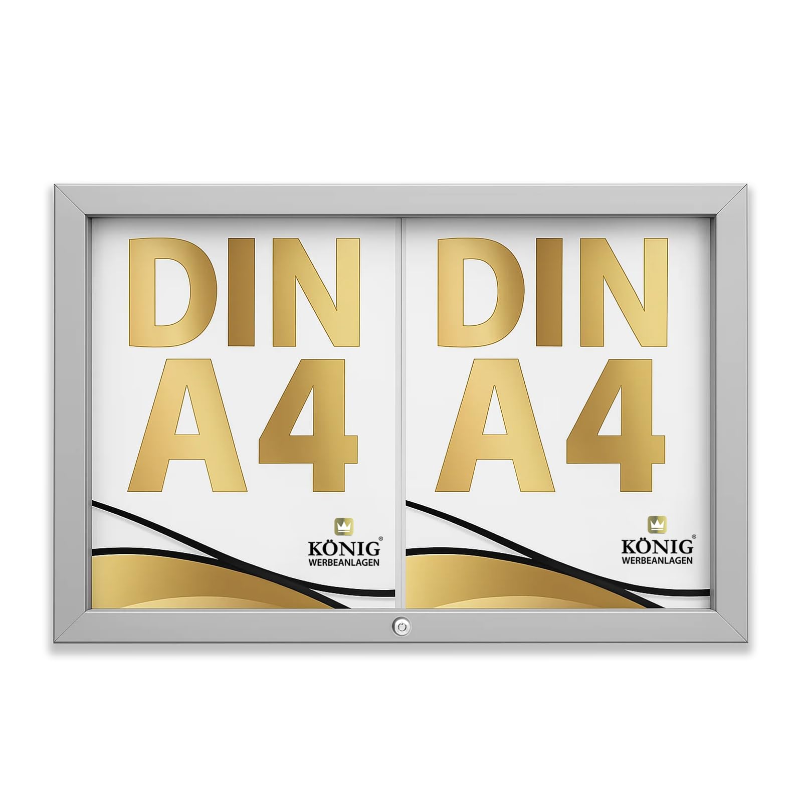 Schaukasten Keitum Economy 2x DIN A4 | Querformat B 390 × H 515mm | wetterfest für innen und aussen | abschließbar | Acrylglas 2mm | Alu-silberfarbig eloxiert