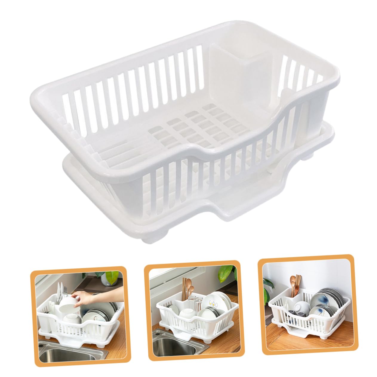 Luxshiny Escurridor De Platos y Utensilios De Cocina Rack De Secado Drenaje Automático Organizador Multifuncional Para Platos Tazas y Cubiertos