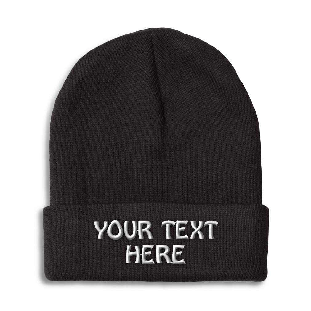 Winter Hat Beanie for Men & Women Custom Personalized Text Acrylic Skull Cap Hat