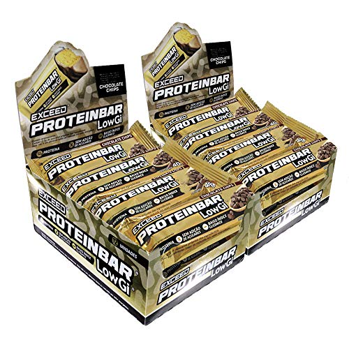 Kit Barra de Proteína Exceed Protein Bar Lowgi Choco Chips C/ 2 displays c/ 24 barras de 40 g