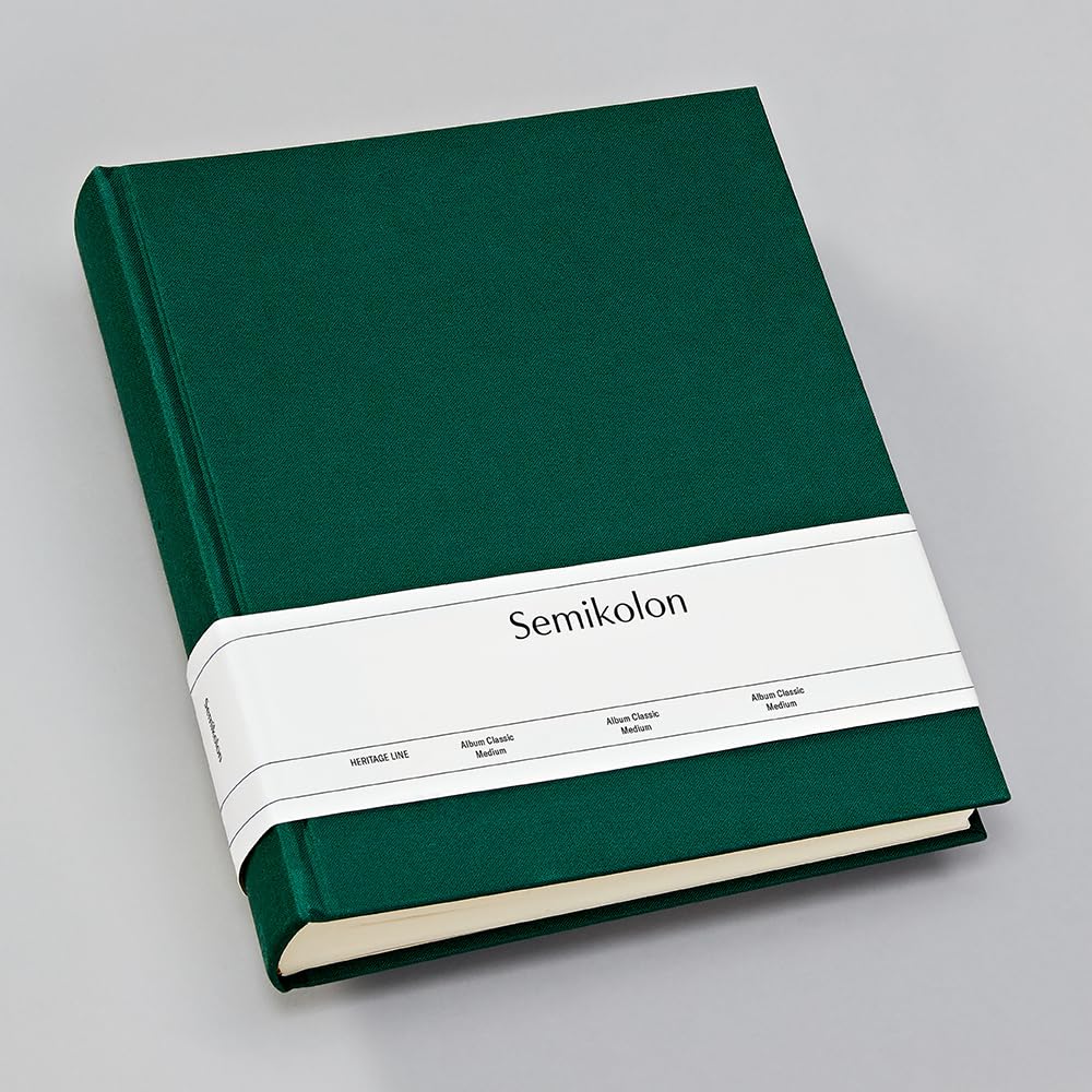 Semikolon 363976 Album fotografico Classic Medium - 21,6 x 25,5 cm - 80 pagine color crema, per 160 foto - verde bosco