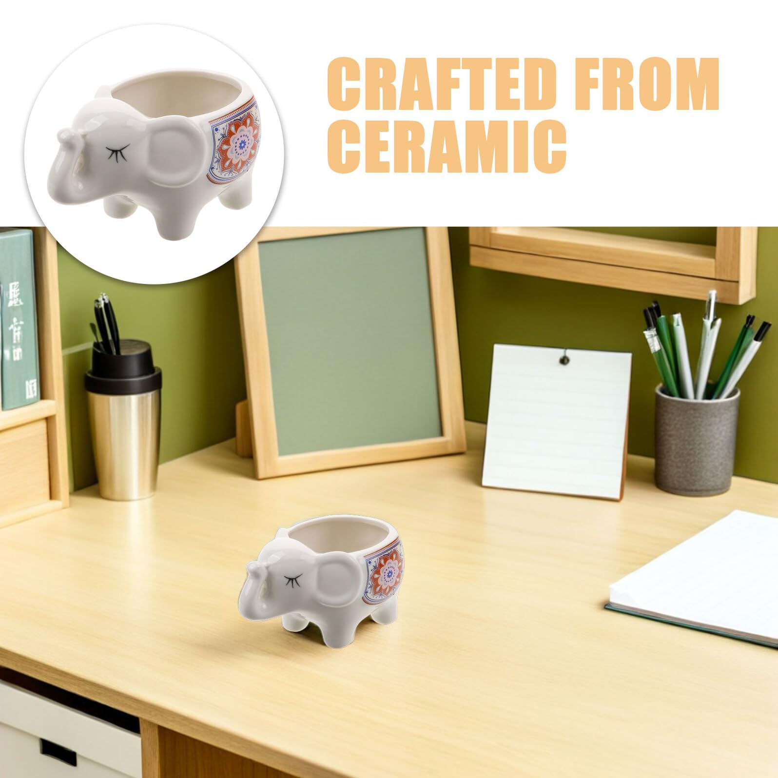 Levemolo 2 Szt. Ceramiczne Doniczki Słoniowe Ręcznie Wykonane Porcelanowe Osłonki Sukulenty i Kaktusy Małe Dekoracje Biurko Do Domu i Biura Unikalne Ceramiczne Do Roślin Doniczkowych