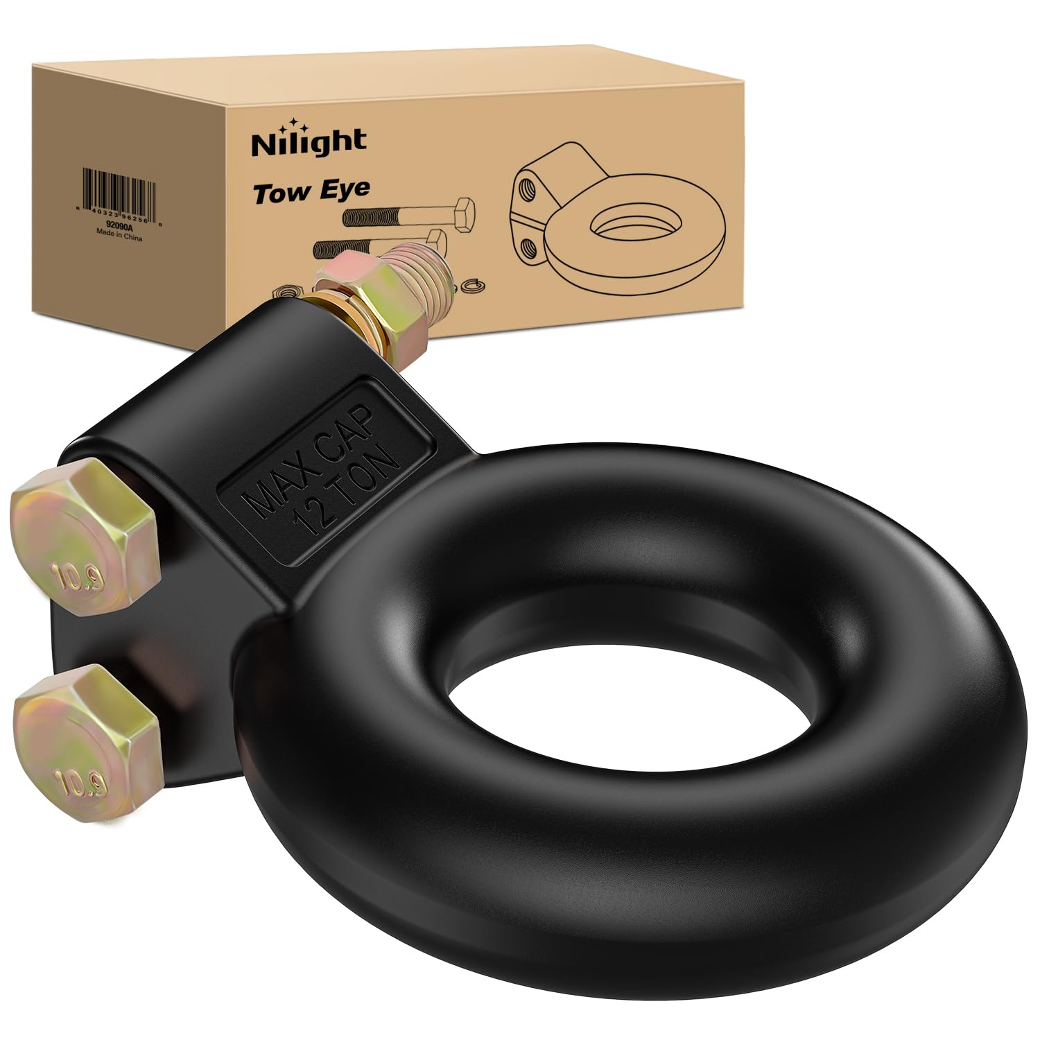 Nilight Heavy Duty Pintle Hitch Lunette Ring 3" ID Tow Eye 26,455 LBS