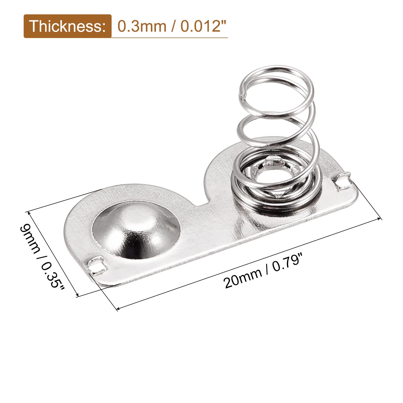 MECCANIXITY Battery Spring Plate AAA Battery Spring Contact Nickel Plated 20mmx9mm 20 Pcs