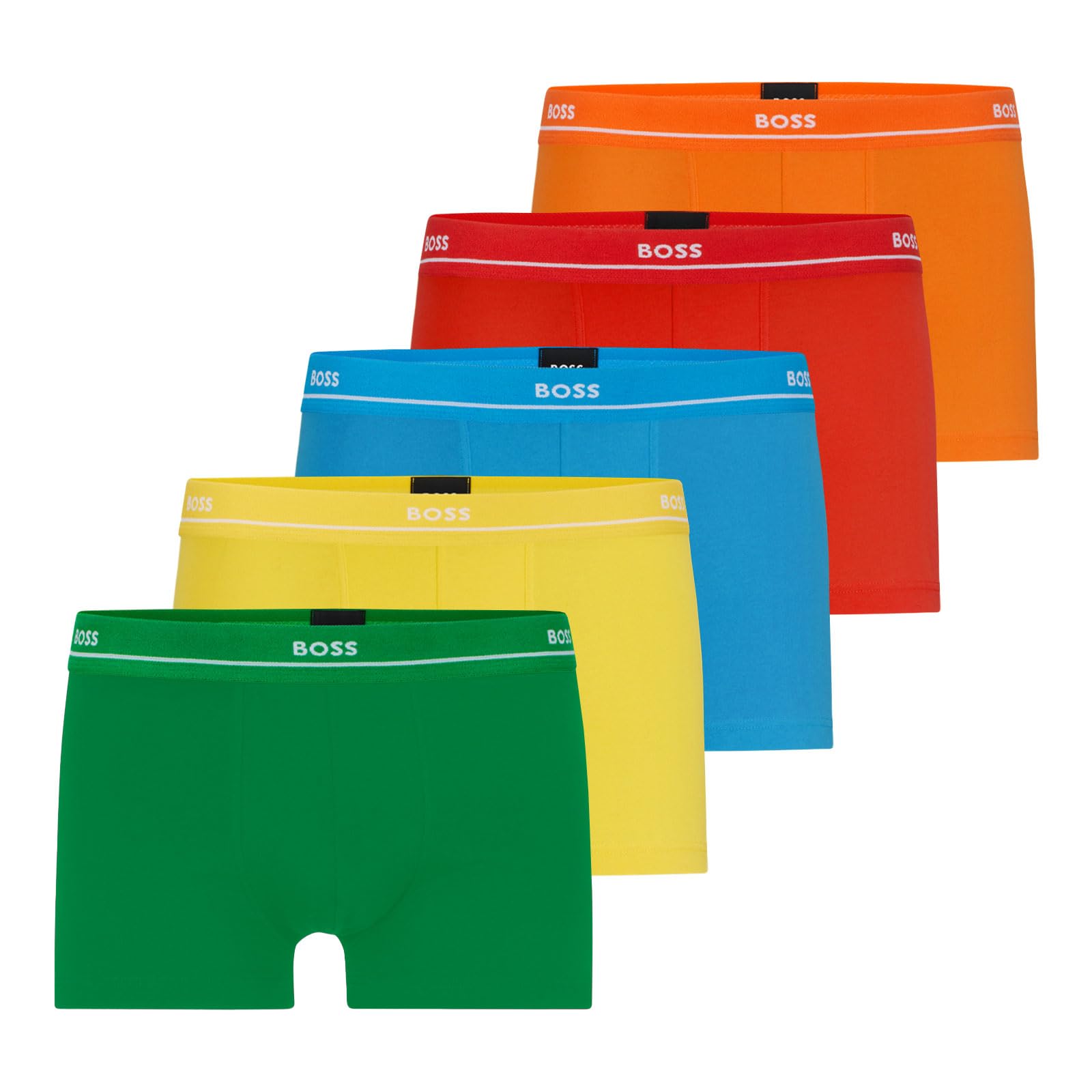 BOSS Herren Trunk 5P Essential Fünferpack eng anliegende Boxershorts mit kurzem Bein aus Stretch-Baumwolle mit Logos am Bund