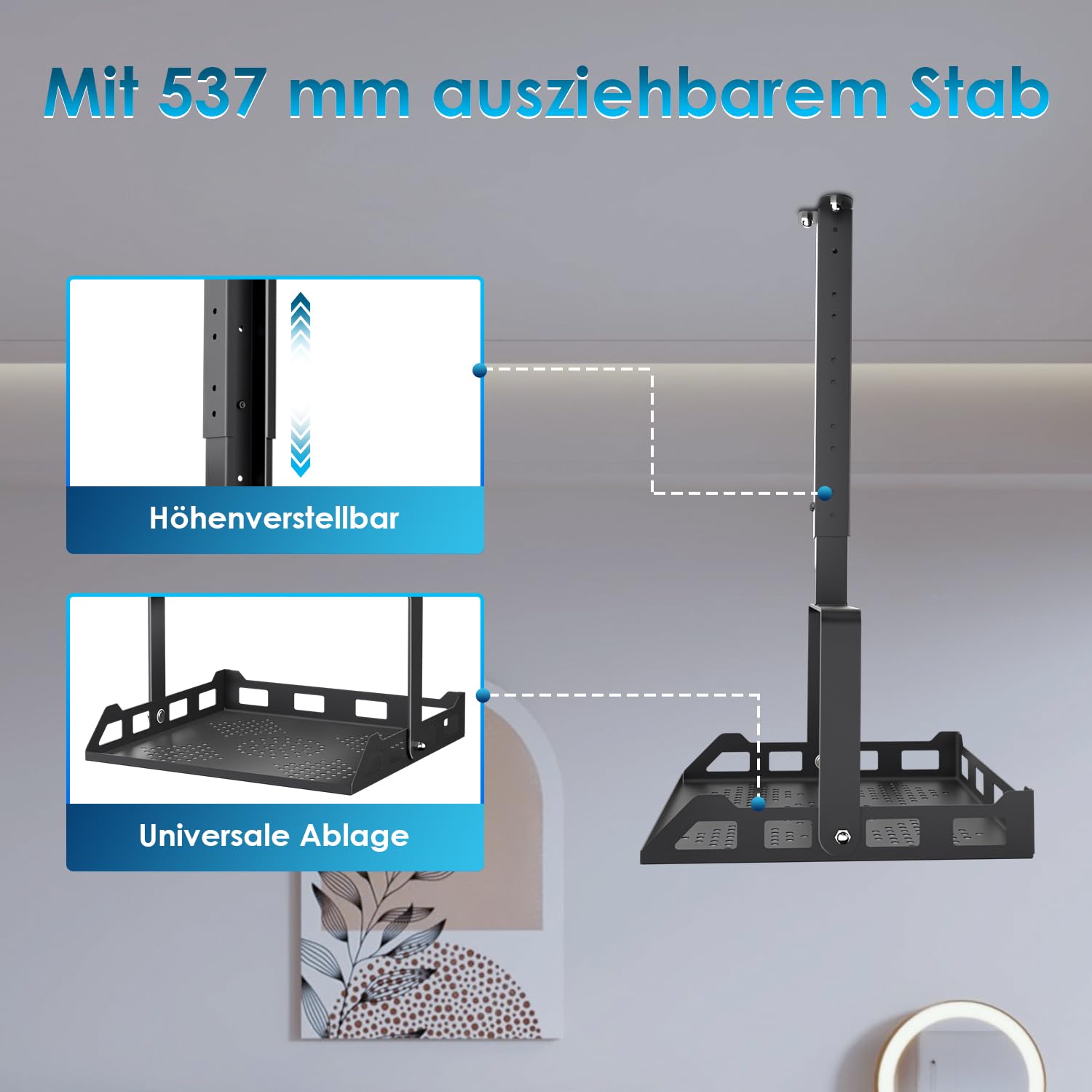 Salange Supporto per proiettore da soffitto, regolabile in altezza, universale, per proiettori nascosti, portata fino a 10 kg, per home theater e ufficio, nero