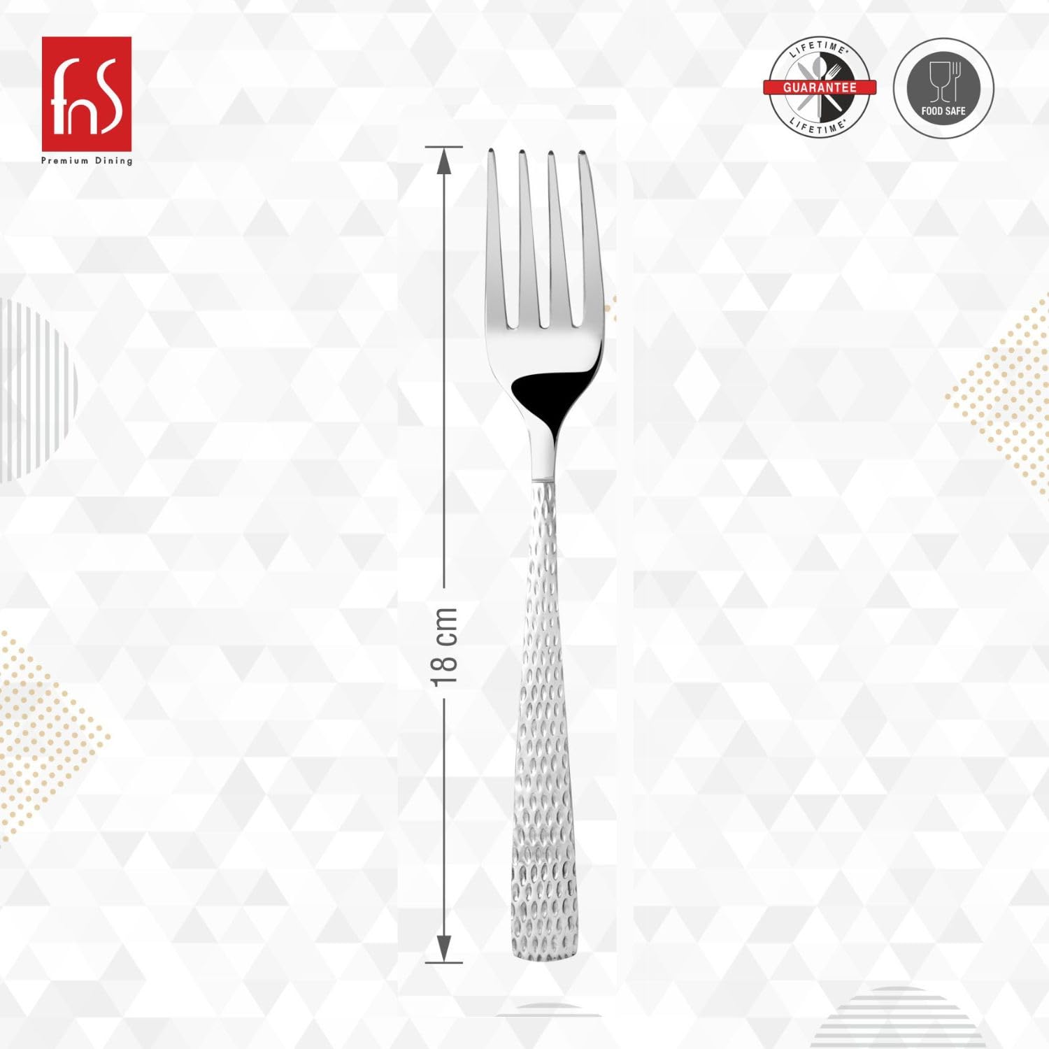 FnS Madrid 6 Pieces Stainless Steel Dinner Fork Set with Hammered Finish Handle | Premium Mirror Finish Table Forks for Pasta, Salad, Fruits & Dining | Cutlery for Home, Kitchen & Restaurant 2