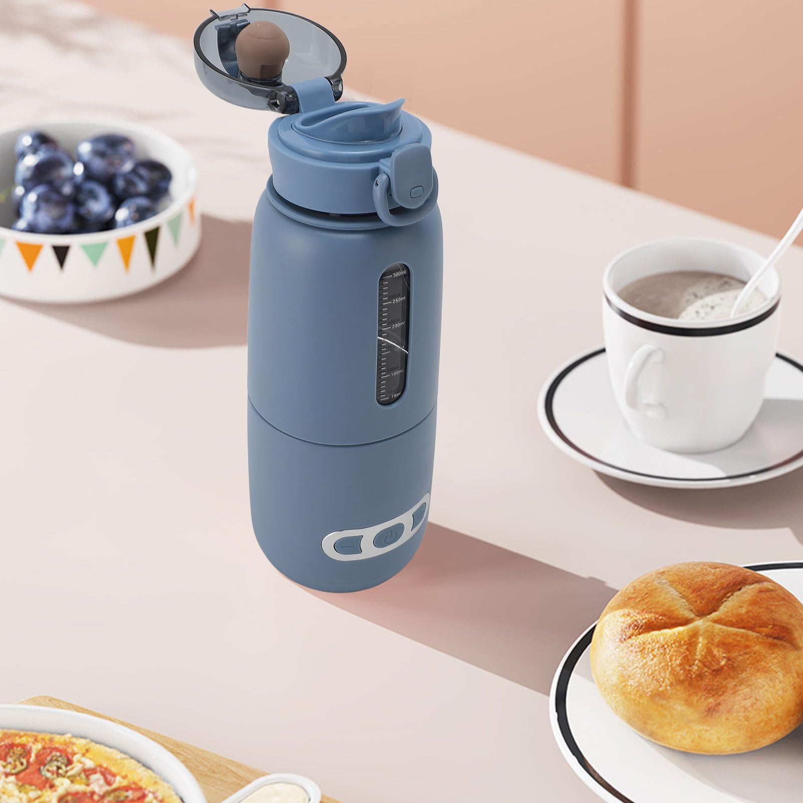 Sxhlseller Calentador de Leche Portátil, Calentador de Biberones Rápido Inalámbrico para Leche Materna, Fórmula, Agua, USB Recargable 15000mah y 300ML Calentador de Biberones Portátil de