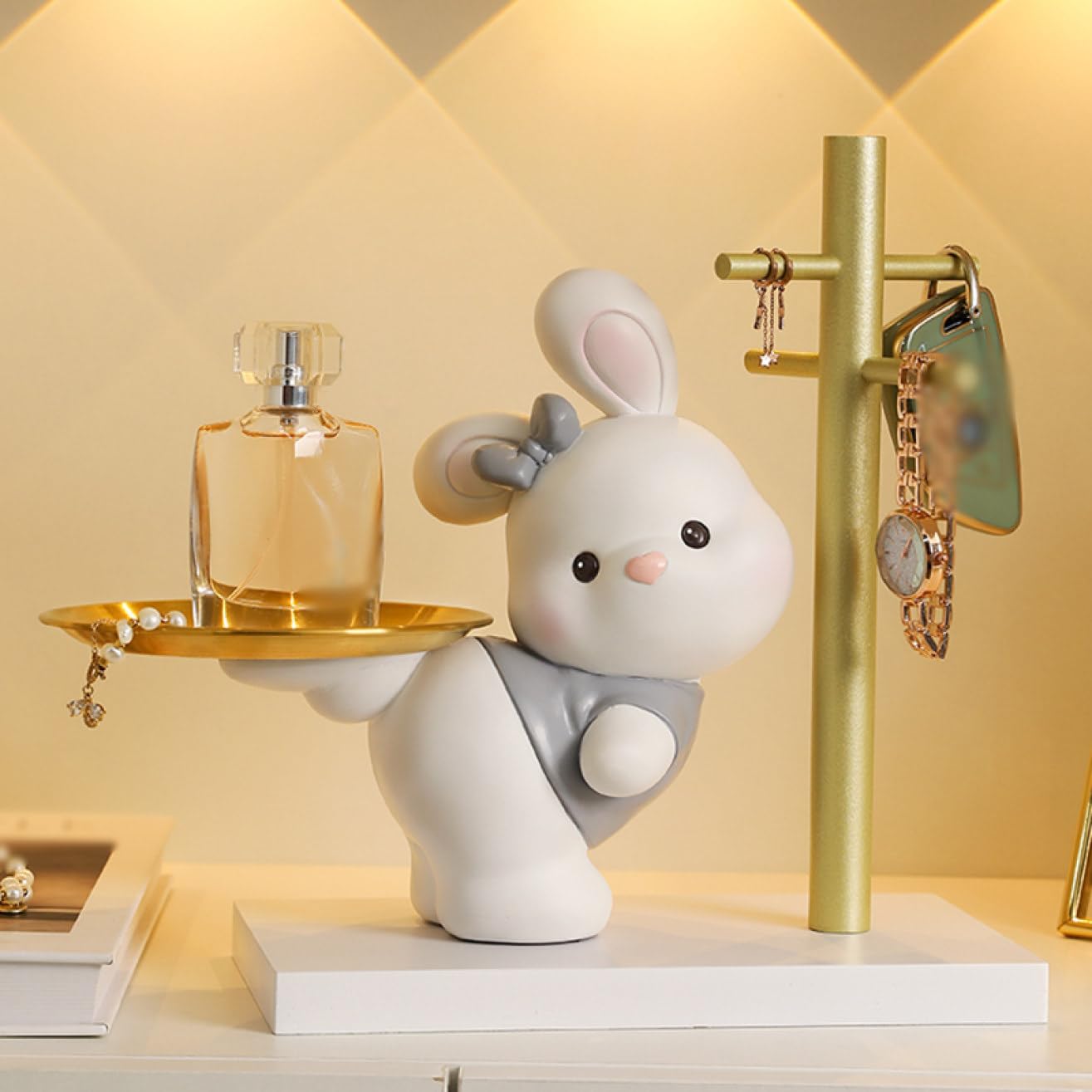 Amazon.co.jp: JAnjiaLxY 皿を捧げるねこさん 置物 樹脂製 キー