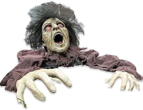 Zombie con garras que sale del piso con ojos LED, decoración para Halloween disponible en Yaxa Peru