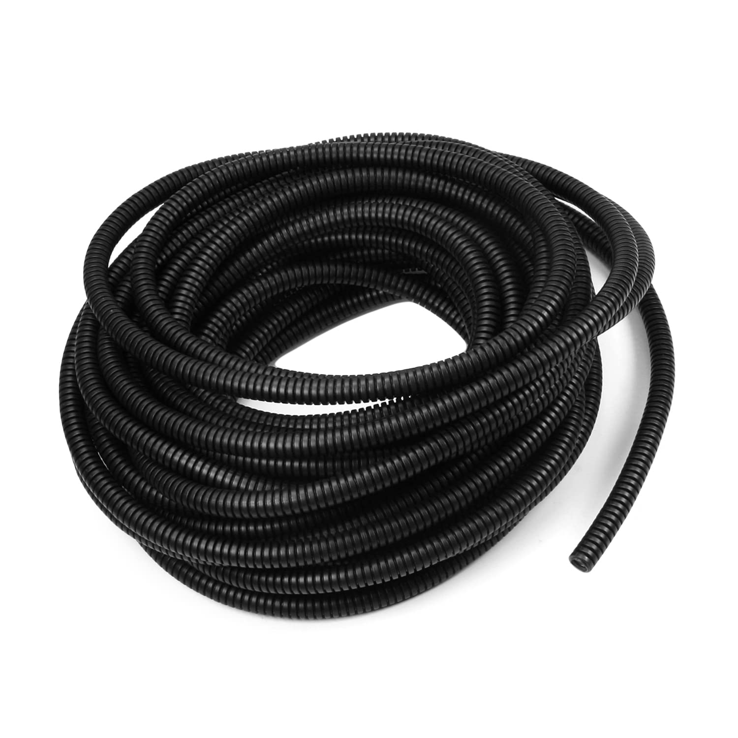 Aicosineg 41.01ft 1/4 Inch Non-Split Wire Loom Tubing Corrugated Tube Polyethylene Hose Cover for Home Outdoor Automotive Marine Wire Harness Wrap Cover Sleeve Conduit-Black (1 PCS)