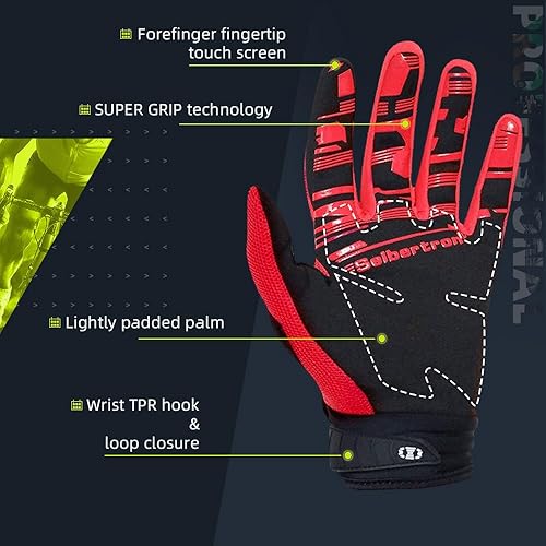 Miniatura 4 de Seibertron Dirtpaw - Guantes unisex para bicicleta BMX MX ATV MTB guantes para bicicleta de montaña, ciclismo, todoterrenoDirt Bike, guantes de