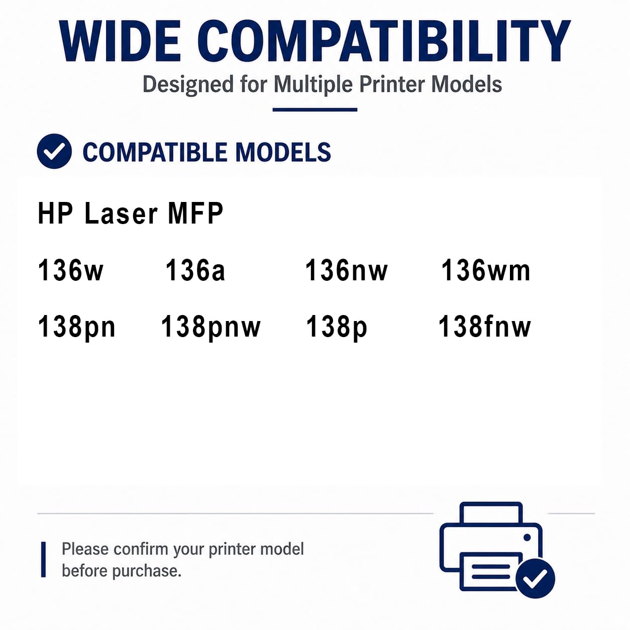 Remplacement de Cartouche de Toner Compatible à Haut rendement 136w pour W1110A avec la dernière Puce, Convient à l'imprimante Laser HP-MFP 136w 136a 136nw 138pn 138pn, Noir