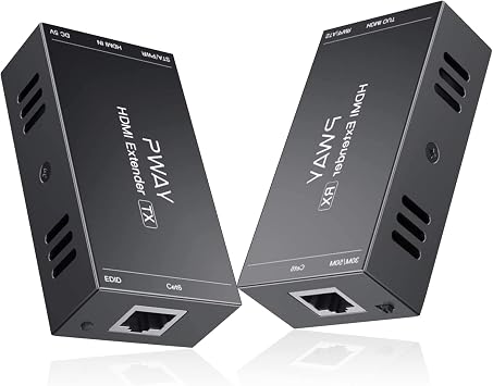 PWAY PW-HT202P (POC) HDMI Extender 165 ft/50 m Cat5e/Cat6 Cable Full HD 1080P Control Data Transfer One Power Supply