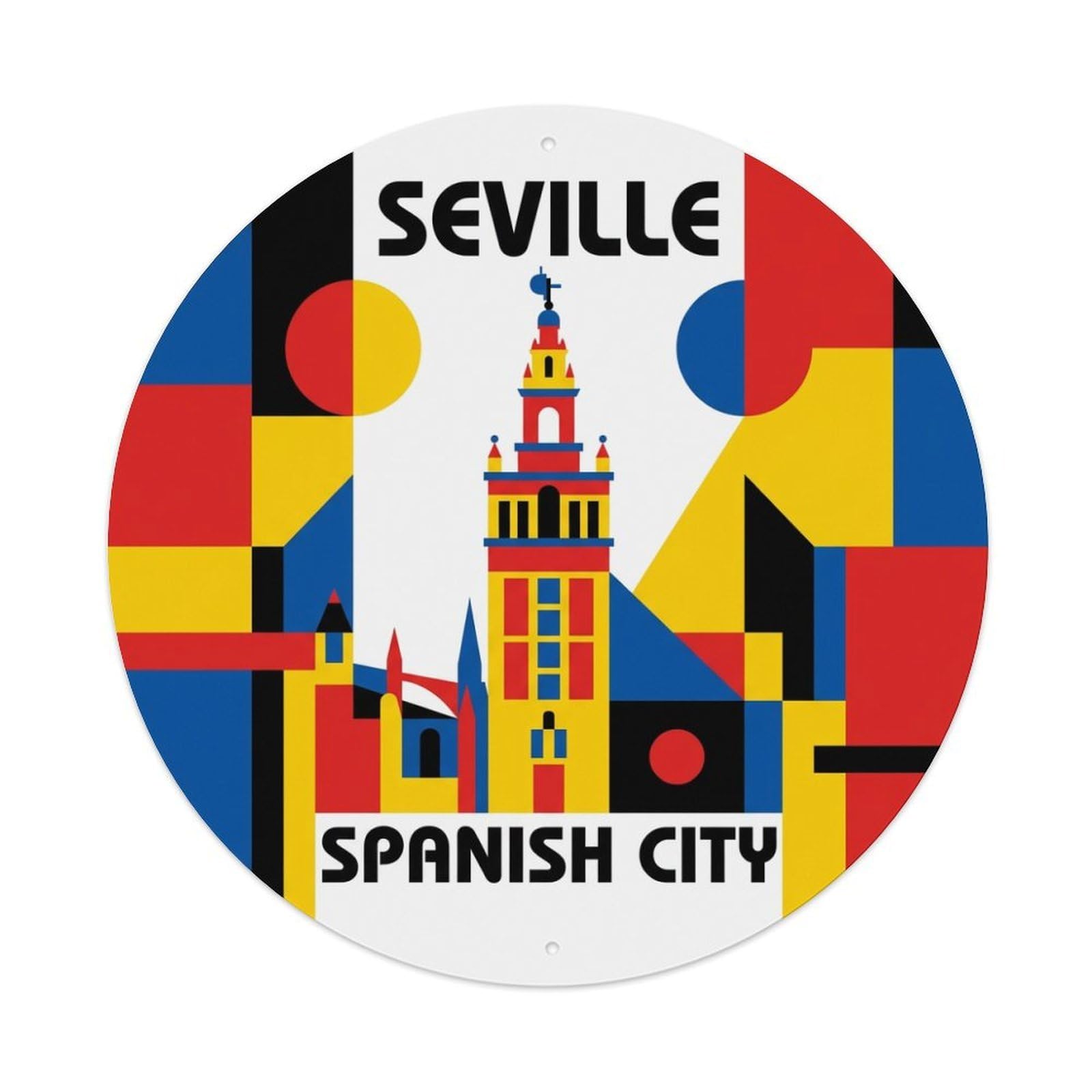 Vintage Travel Seville Spain Country 1 Vintage Metal Tin Sign Plaque Wall Decor for Cafe, Club Bar, Office, Garden Metal Poster 8x8Inch