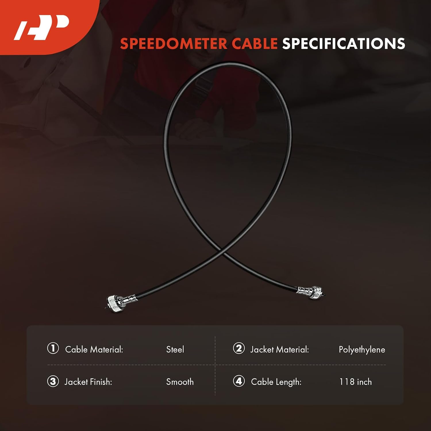 A-Premium 38 in Speedometer Cable Compatible with Ford F100, F150 & Jeep Cherokee, Wrangler & Chevrolet Malibu, Impala, Camaro, Blazer & Dodge Charger & Chrysler Town & Country & Buick & GMC & Lincoln