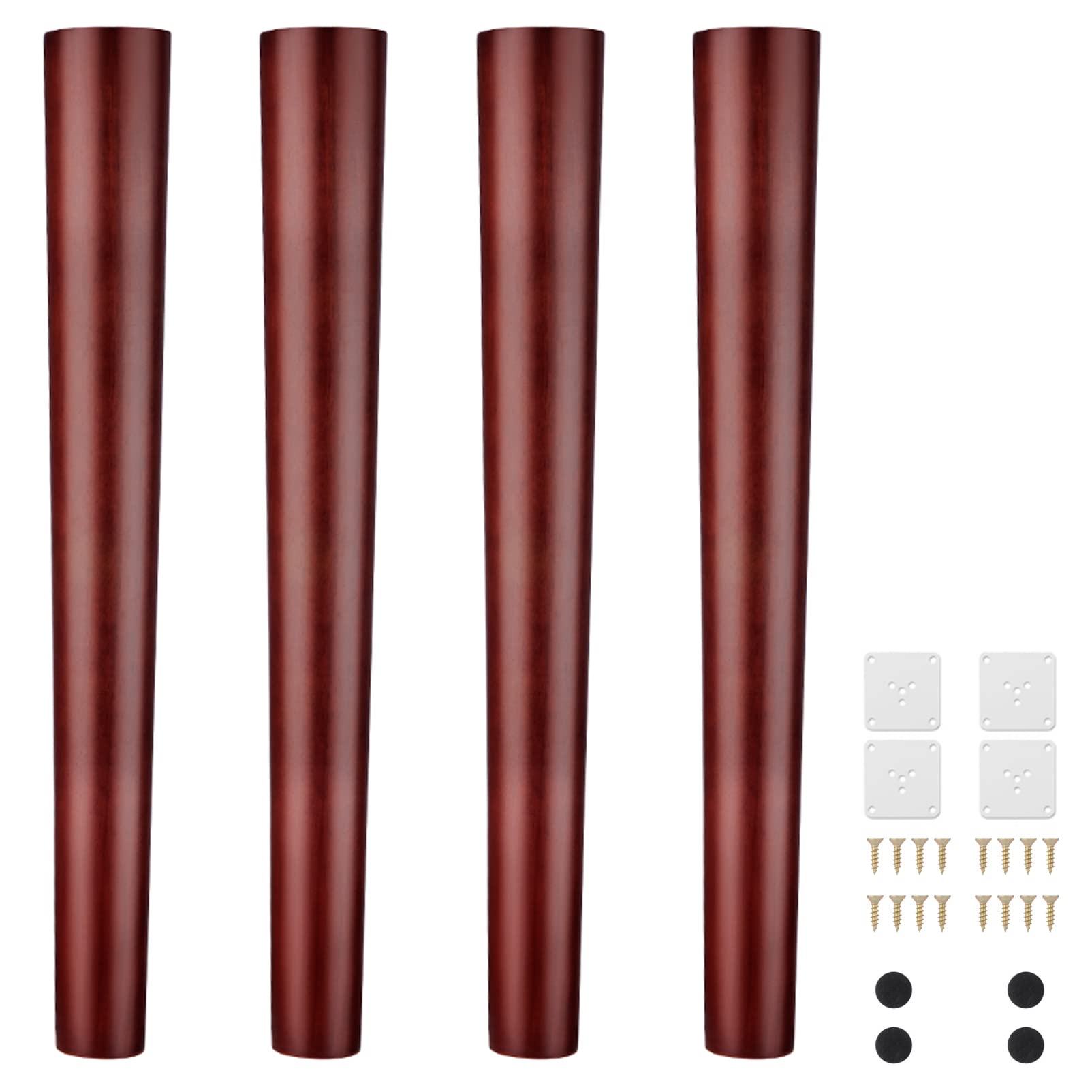 4 pezzi Gambe per mobili in legno Altezza Gambe per divano Gambe affusolate di ricambio per mobili Gambe per mobili Gambe per cassettiere Gambe di supporto con piastra di montaggio, per divano letto