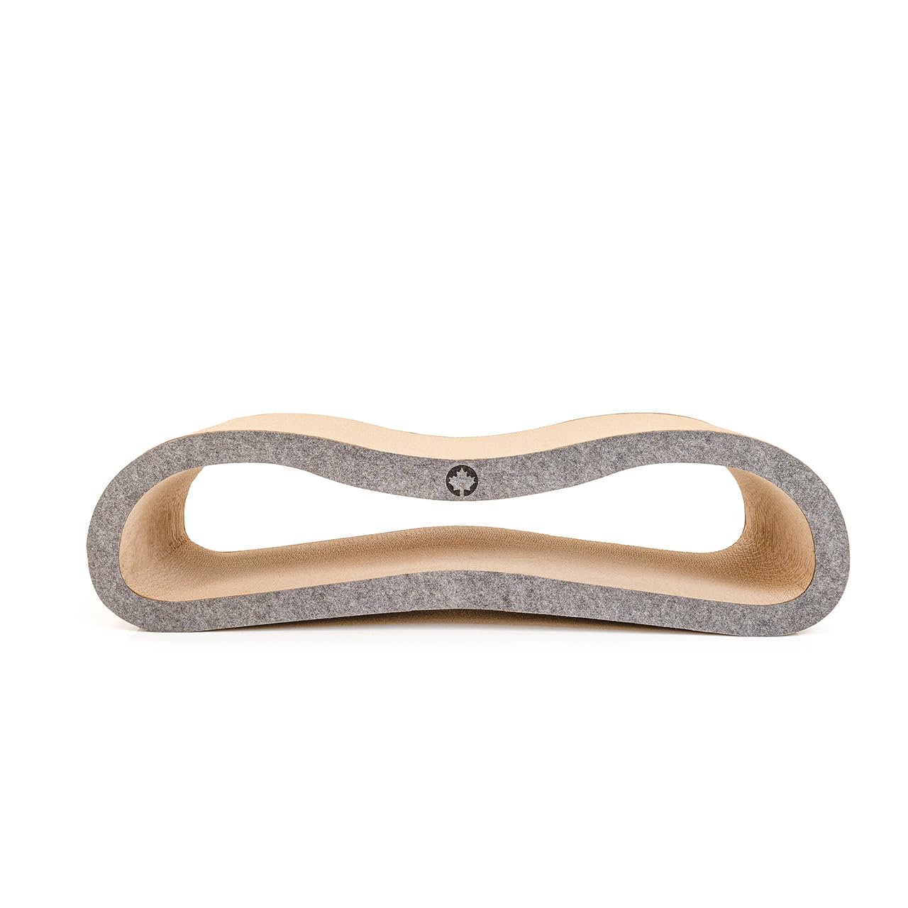 CanadianCat Company | Kratzbrett Orbit 2.0 mit Filz-Front - Kratzmöbel aus Wellpappe inkl. Katzenminze - große Kratzfläche für Katzen - Krallenpflege & Möbelschutz - ca. 84 x 24 x 23 cm