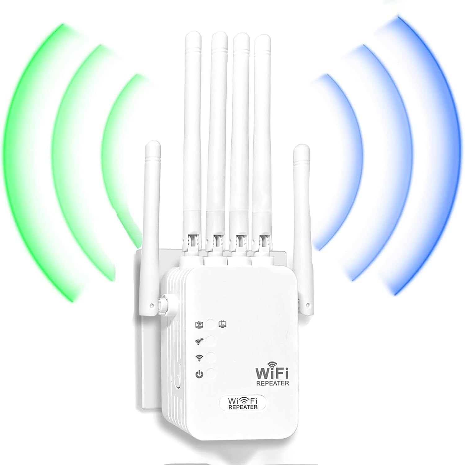 Répéteur WiFi Puissant, Amplificateur WiFi,Repeteur WiFi avec 6 Antennes Couvrant Une superficie de 10,000 m²,2 Ports LAN,pour la Maison et Le Bureau(Blanc)