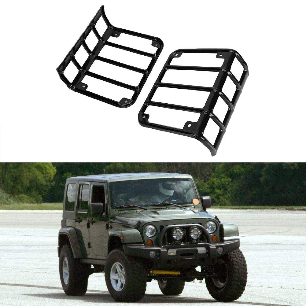Qiilu Fanali Posteriori Copertura Protezione Adatto per Wrangler JK 2007-2017 Nero
