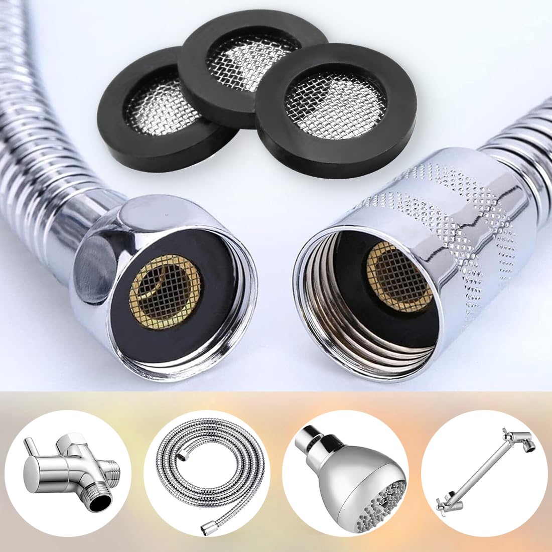 Guarnizioni Per Doccia - Set Da 8 Pezzi In Gomma E Acciaio Inox, 24.5×16cm - Foto 4